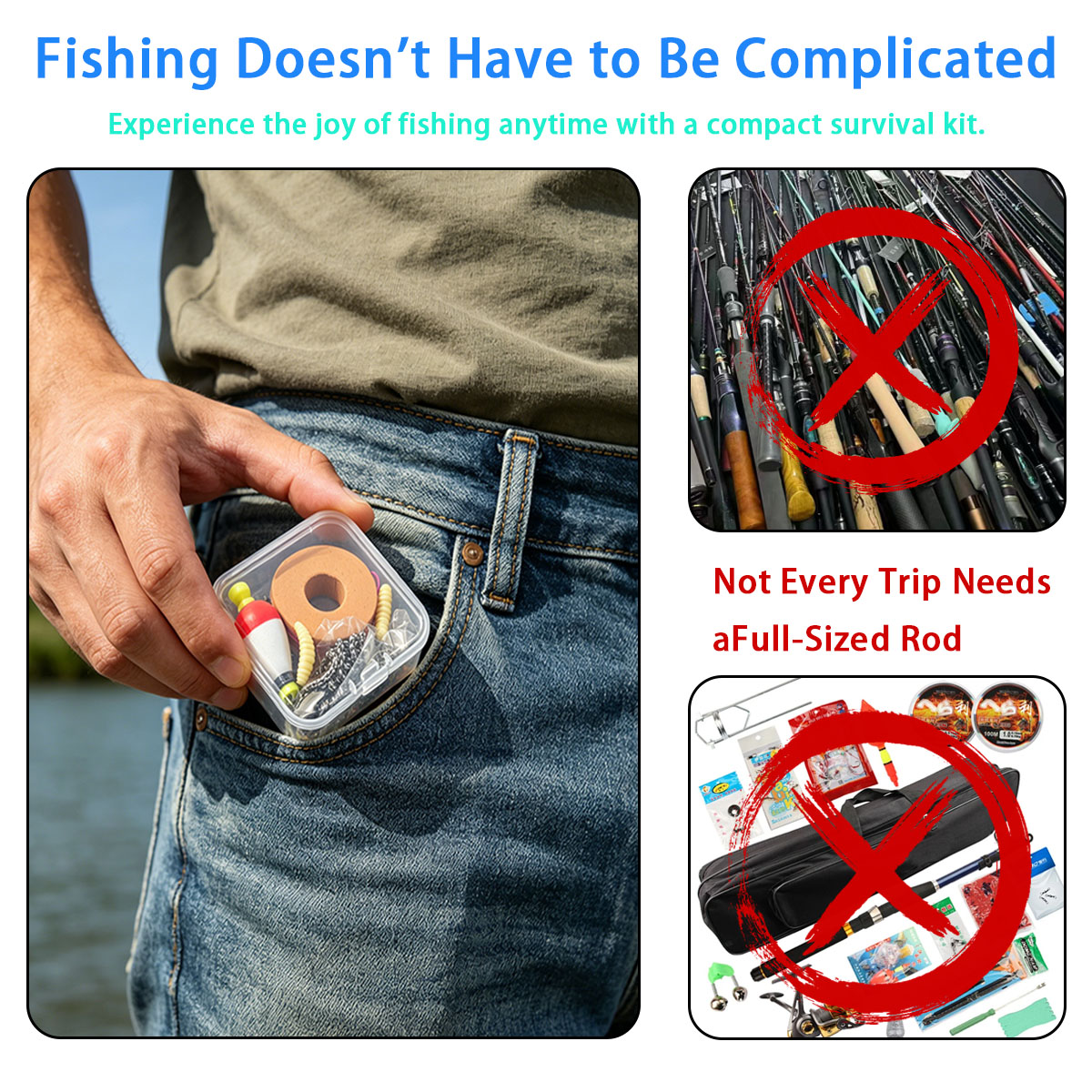 Fishing Lure Kit - Draagbare noodvisuitrusting, draagbare noodvisset voor buitengebruik